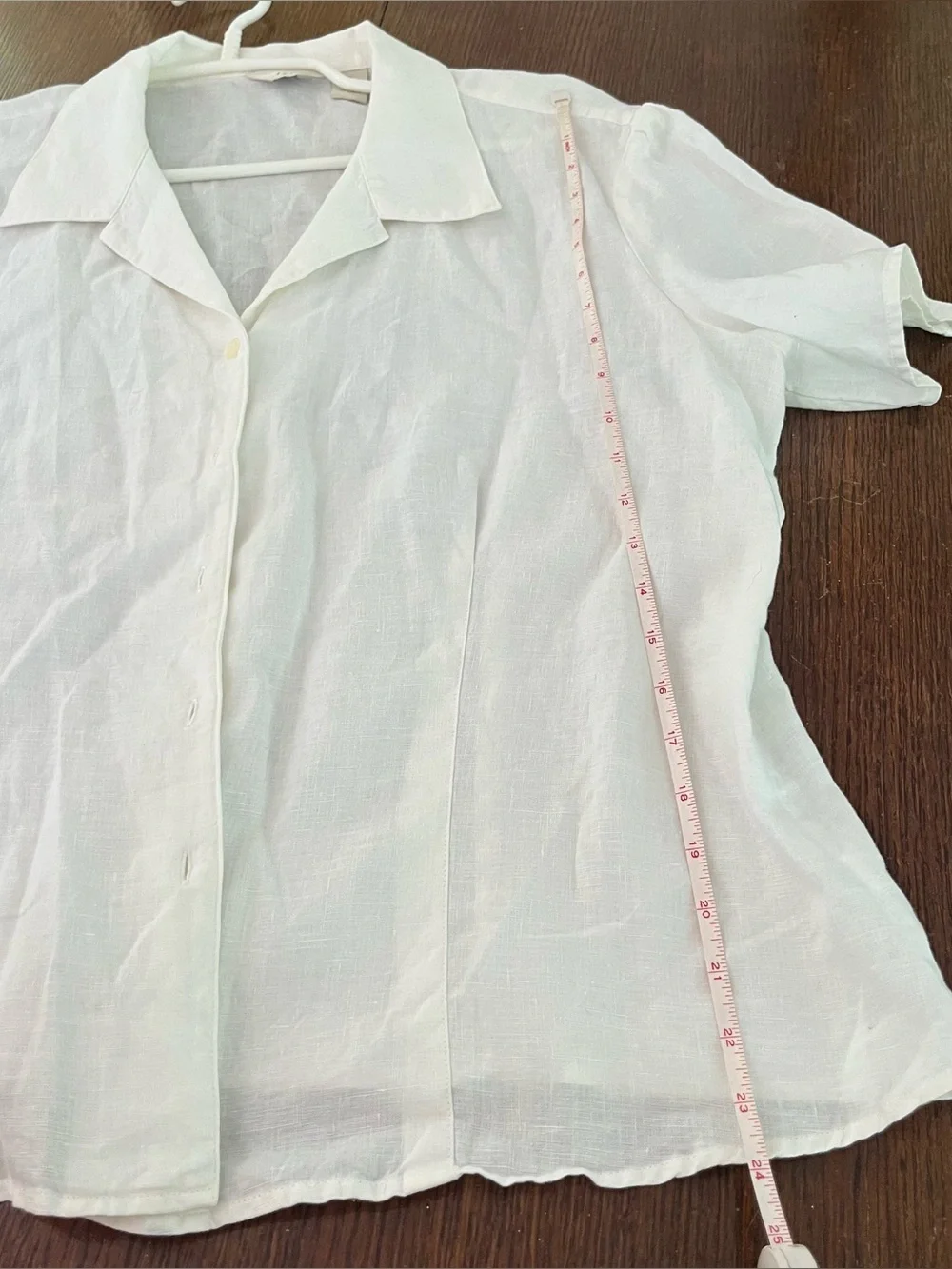 J.Jill White 100% Linen Short Sleeve Button Down Shirt XL Relaxed Coastal Blouse - Picture 5 of 5